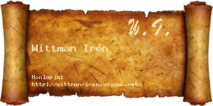 Wittman Irén névjegykártya